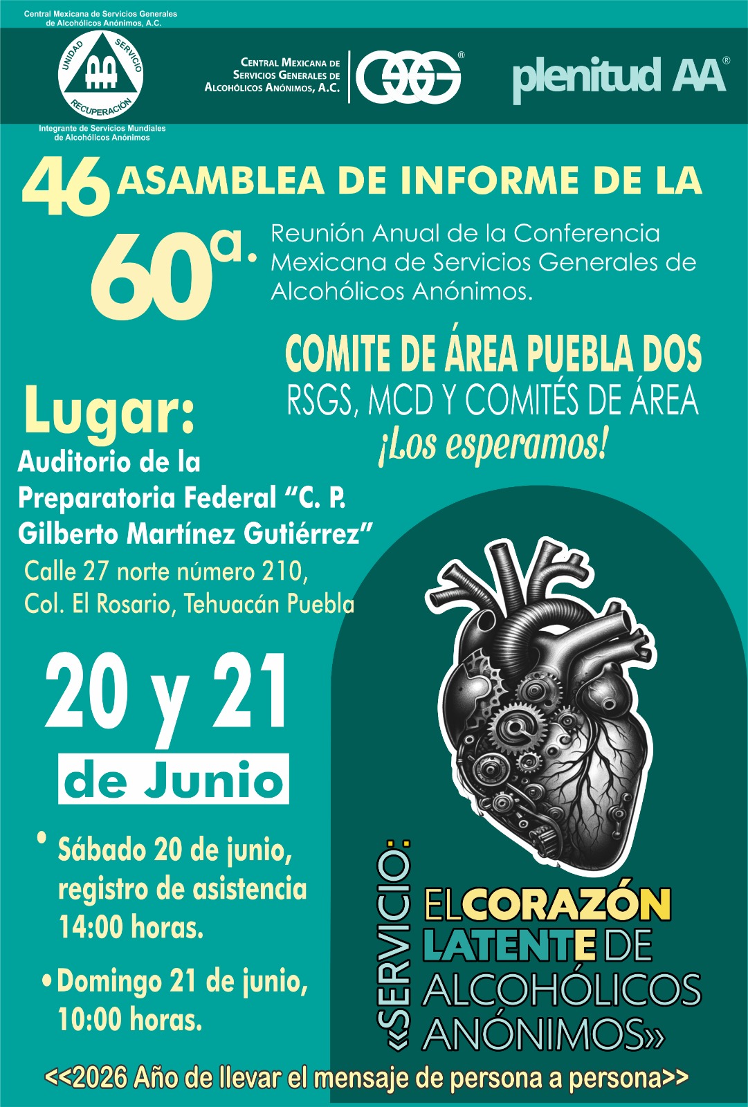 46 Asamblea de Informe de la 60a.  Reunión Anual de la C.M.S.G. de Alcohólicos Anónimos.